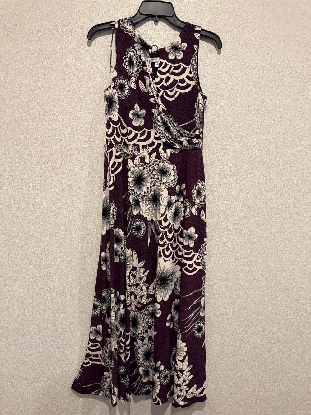 Sandra Darren Plum Floral Faux-Wrap Maxi Dress